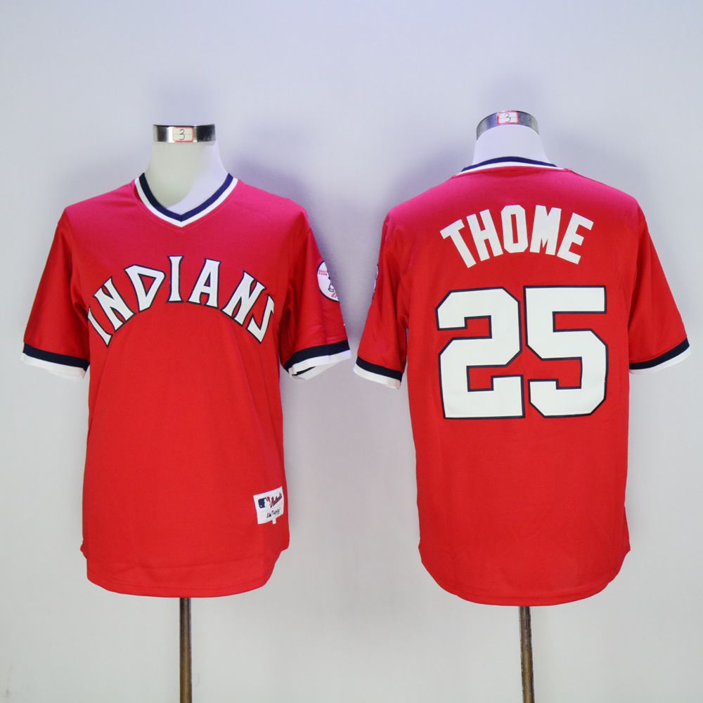 Men Cleveland Indians #25 Thome Red 1976 MLB Jerseys
